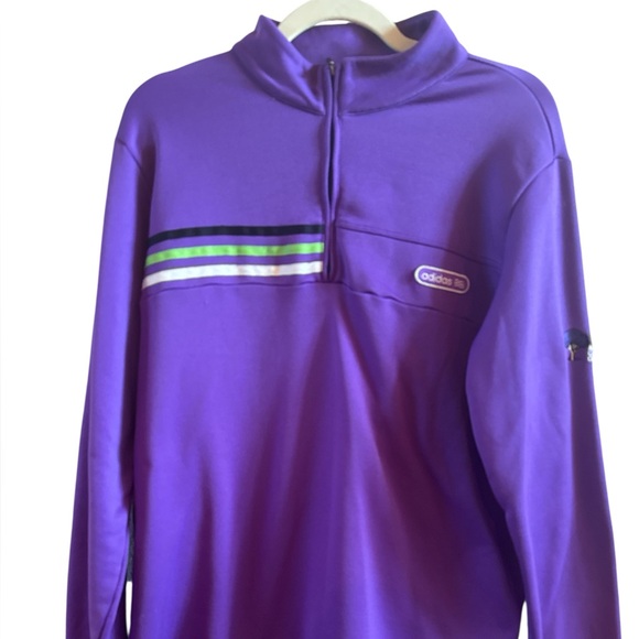 Adidas Men’s  Size Large Purple 1/4 Zip Pullover Shirt Green White Accents Golf - Picture 1 of 11